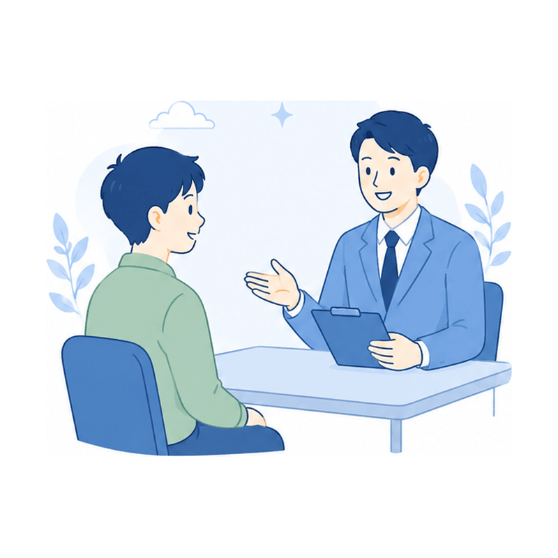 先生と生徒が進路面談をしているイラスト